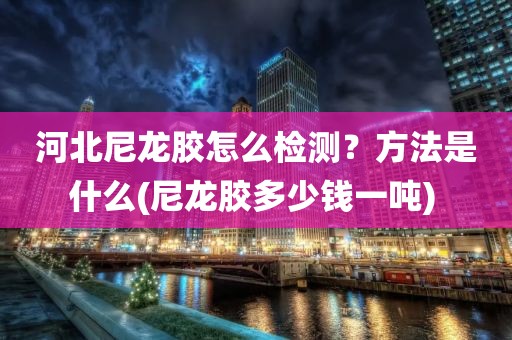 河北尼龙胶怎么检测？方法是什么(尼龙胶多少钱一吨) 